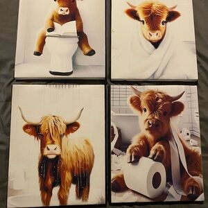 Highland Cow Bath Accessory Canvas Set